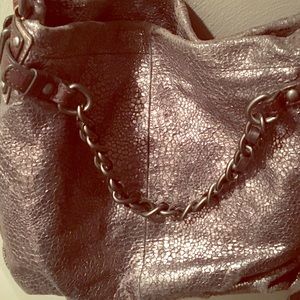 Coach purse. Metallic silver with chain straps